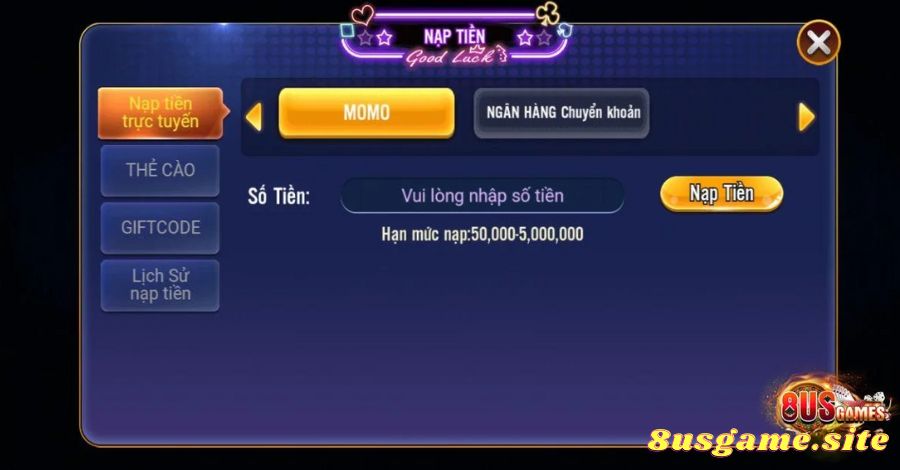 Hướng dẫn nạp tiền 8US Game nhanh chóng và chính xác